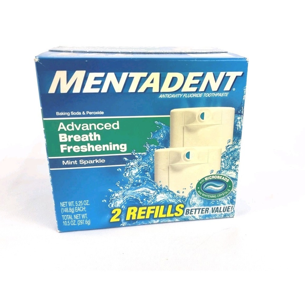 Sealed Mentadent Fluoride Toothpaste Advanced Cleaning Paste Mint Sparkle Refill